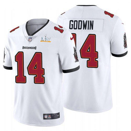 Men's Tampa Bay Buccaneers #14 Chris Godwin White NFL 2021 Super Bowl LV Limited Stitched Jersey